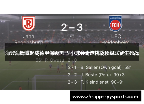 海登海姆崛起成德甲保级黑马 小球会奇迹挑战顶级联赛生死战